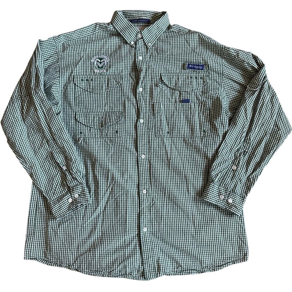Men’s Columbia PFG Bonehead Green CSU Colorado State Long Sleeve Shirt Large